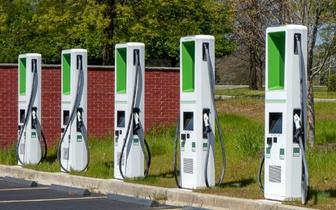 Line of electric charging stations