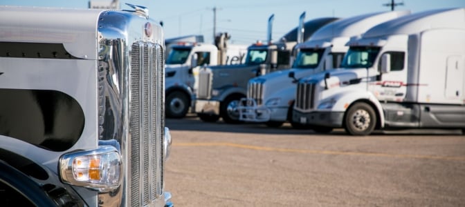 Used trucks on truck dealership lot