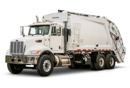 White Peterbilt refuse truck | garbage truck